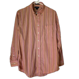 LANDS END Stripped Button Down Dress Shirt, Men’s Size 16 (32-33), Multicolor